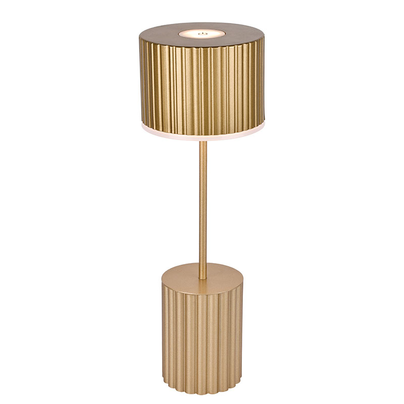 Батареясы бар металл көлеңкелі шағын үстел шамы